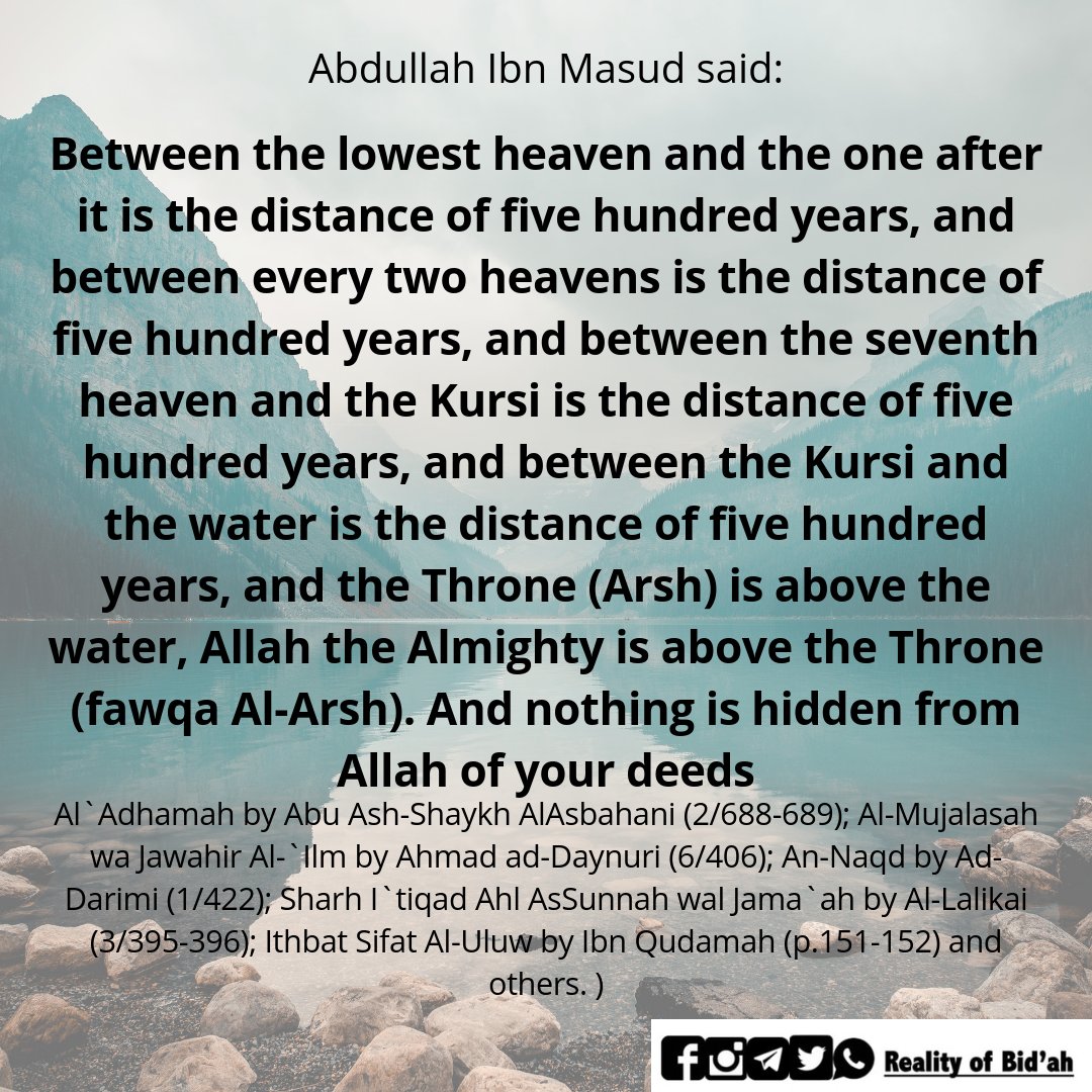 Reality Of Bid Ah V Twitter Our Second Post Of A Range Of Proofs For Allahs Being Above The Arsh From The Quran Ahadith And Athar Of The Salaf Abdullah Ibn Masud Ibn