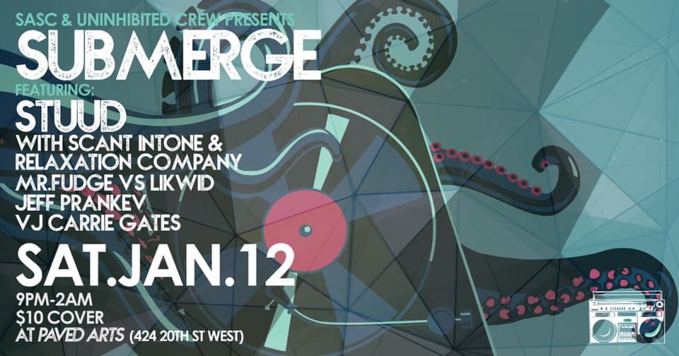 Hey #YXE let's have some FUUUUUUN Jan. 12th at @PAVEDArts  with this rad show I'll be VJing at, put on by <a href="/sascollective/">S&S Collective</a> and the #uninhibitedcrew! vjcarriegates.com/submerge-paved…