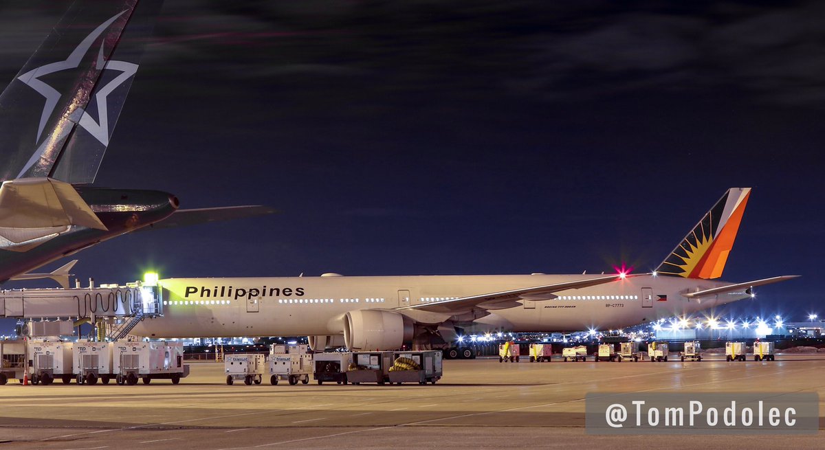TomPodolec's tweet photo. This morning’s Philippine Airlines #PR119 to Manila was canceled due to a maintenance issue. Aircraft still parked in Toronto. Departure planned for 23:55 tonight. 
RP-C7773 Boeing 777-300 https://t.co/5xHM1VHRmS