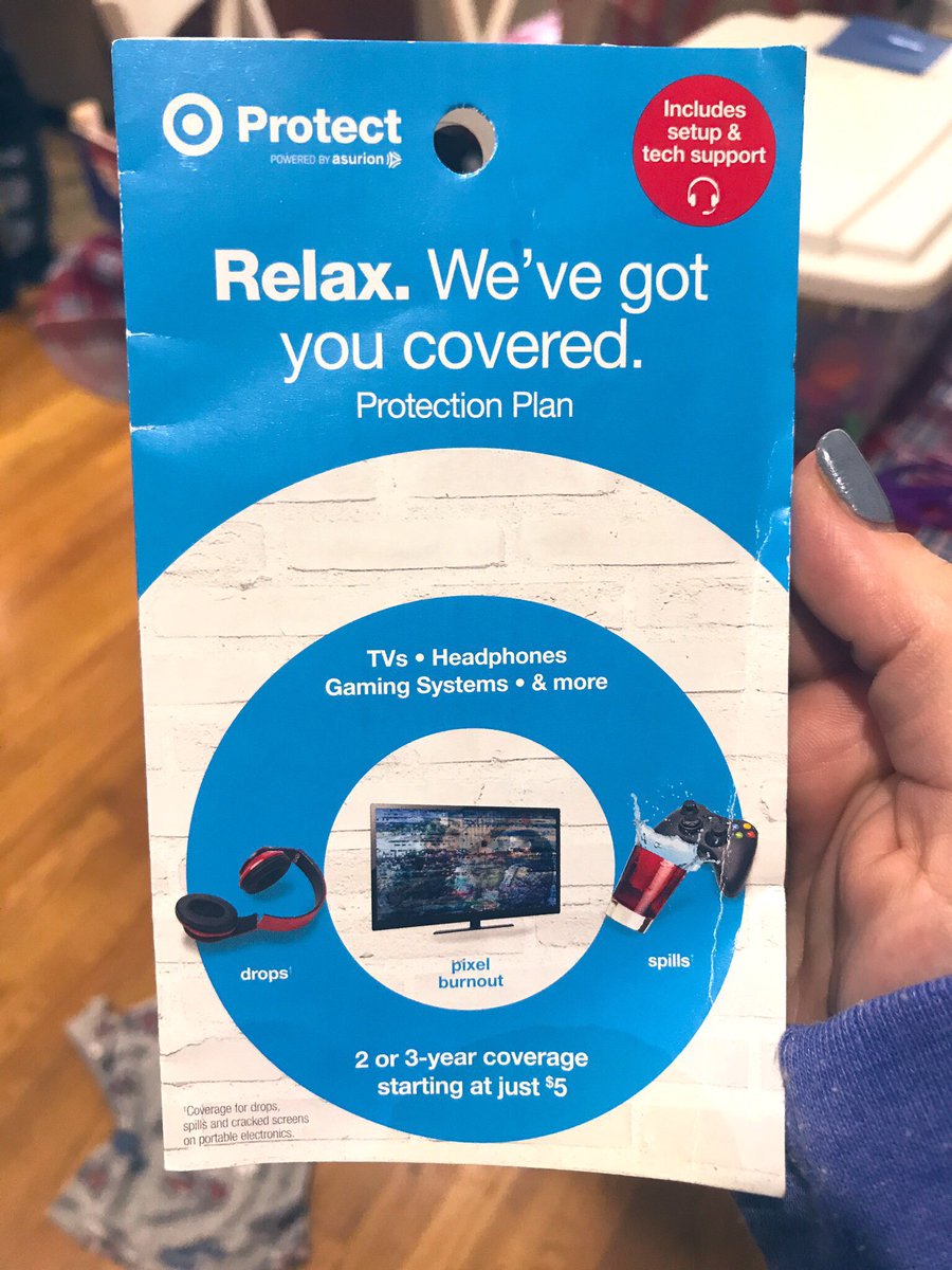 Well <a href="/target/">Target</a> I was RELAXED until I found out today that my tv ISN’T covered for accidental damage despite what I was told when I purchased this plan and the deceiving cover of this plan. #feelingletdown #asurion #deception