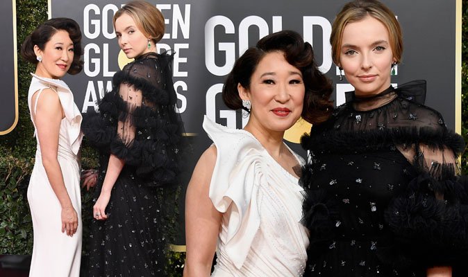 Killing Eve stars Sandra Oh and Jodie Comer reunite at the glamorous Golden Globes 2019 #GoldenGlobes #KillingEve 
#SandraOh