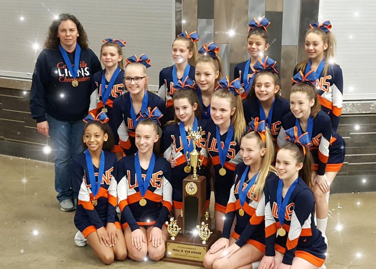 CartervilleAD's tweet photo. Congratulations to the CJHS cheerleaders. First place at the ICCA state competition today! Great job girls and Coach Bittle! https://t.co/ZlGJk07l0Y