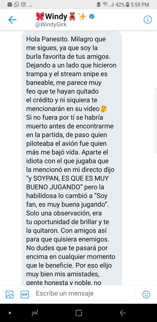 Esta es WindyGirk en su tiempo libre, intentando romper amistades. Es como un meme andante.

Amigos el canal del chico que piloteaba el “avión” como le llama Windy jeje es 
twitch.tv/soypan 
Código: panesito

😂😂😂😂😂😂😂😂😂😂😂
<a href="/SoyPan__/">SoyPan 🍞</a> me perd0nas?