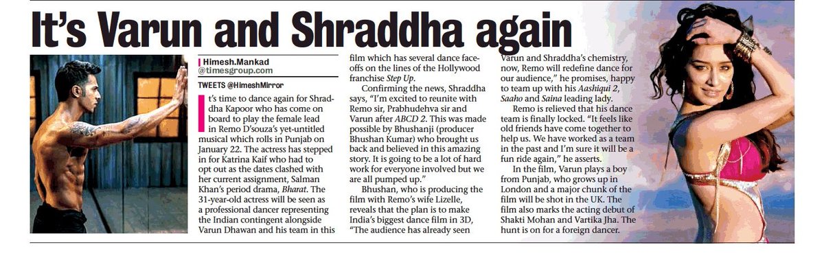 WeLoveShraddhaK's tweet image. #Abcd2 trio are back 🤩💃 @ShraddhaKapoor @Varun_dvn @remodsouza @TSeries @itsBhushanKumar