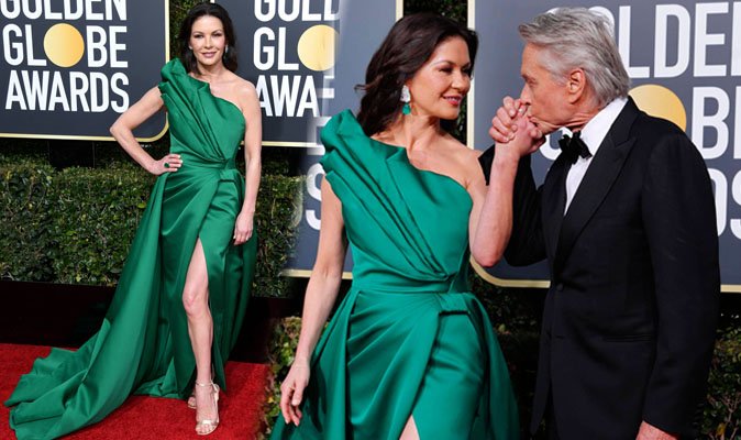 Catherine Zeta Jones looks gorgeous in green at the #GoldenGlobes as husband Michael Douglas wins award
bit.ly/2QsEmmc