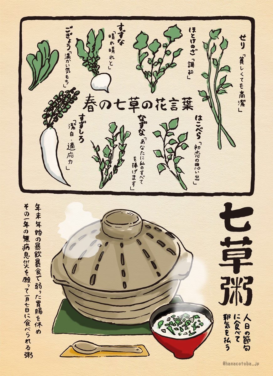 カブ左衛門 ９月２６日セコンド 皆の衆 今日は 七草粥の日カブよ 拙者の花言葉がこれカブ だから 拙者は晴れ野菜なのかもしれないカブね よろカブ 春の七草の花言葉 七草粥 すずな カブ左衛門