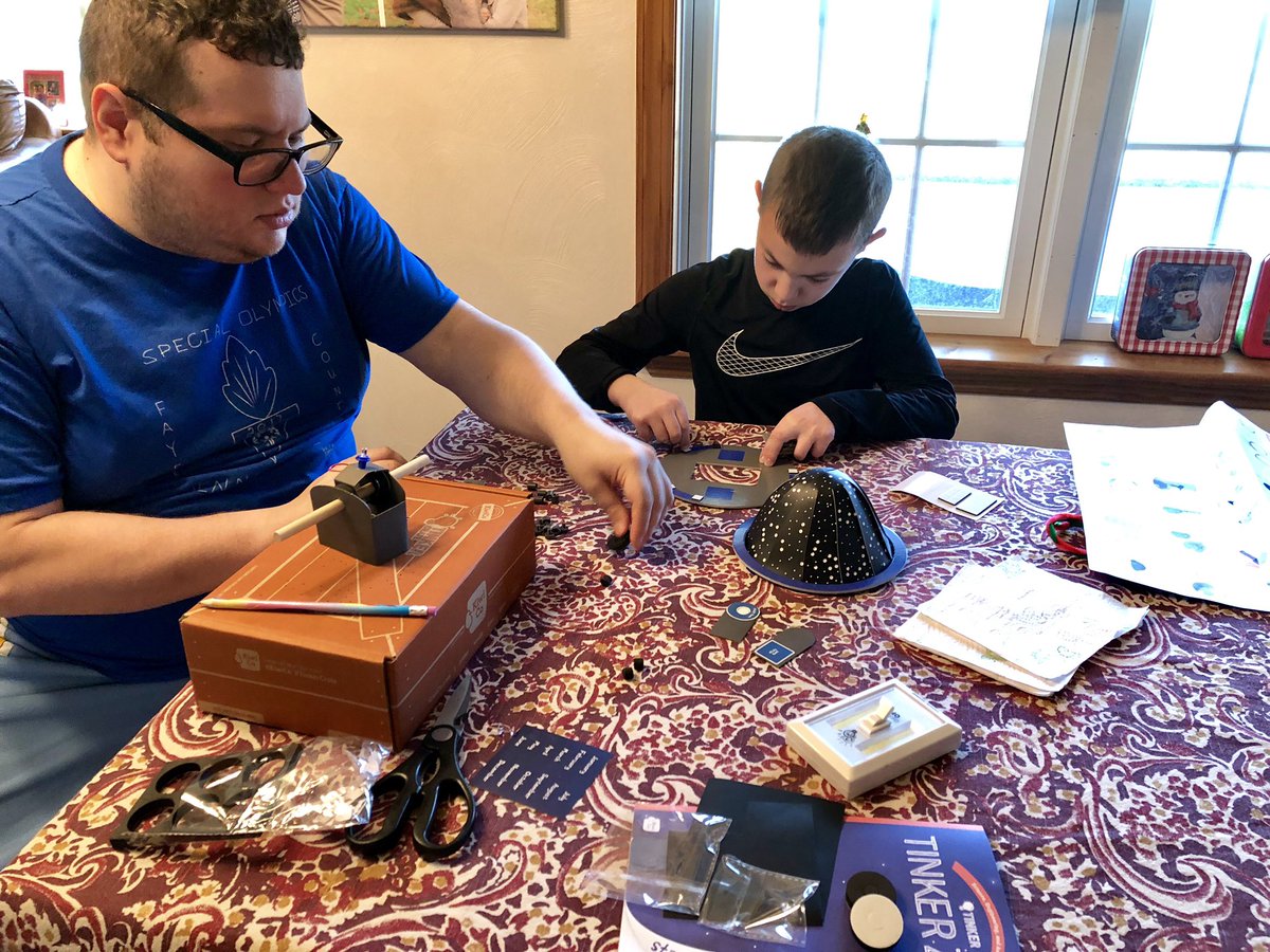 MrsPavlovich's tweet photo. Making Dane’s first @kiwico_inc #TinkerCrate today! #planetarium #constellations #giftofSTEM https://t.co/p5OIM2co6p