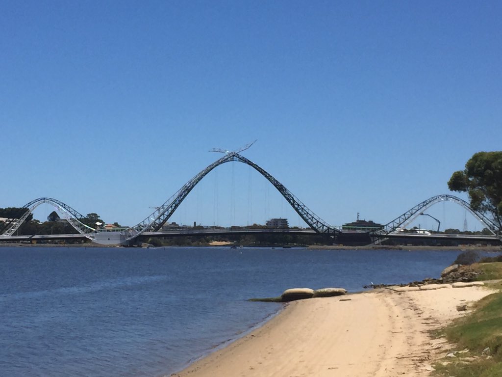 SaraBarrie's tweet photo. Walked over the new #Matagarup #bridge over the #SwanRiver today Beautiful design #creativity #engineering #innovation #perspective  #Perth #Australia https://t.co/xPDEnNXeaO