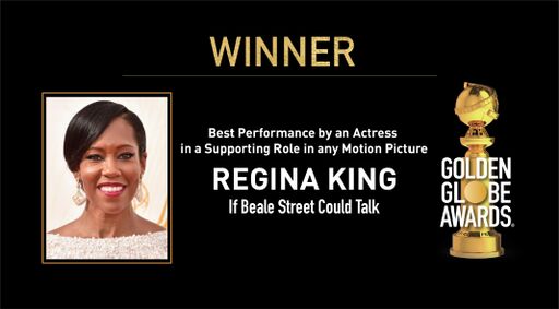 goldenglobes's tweet image. Congratulations to Regina King (@ReginaKing) - Best Performance by an Actress in a Supporting Role in Any Motion Picture - If Beale Street Could Talk (@BealeStreet). - #GoldenGlobes