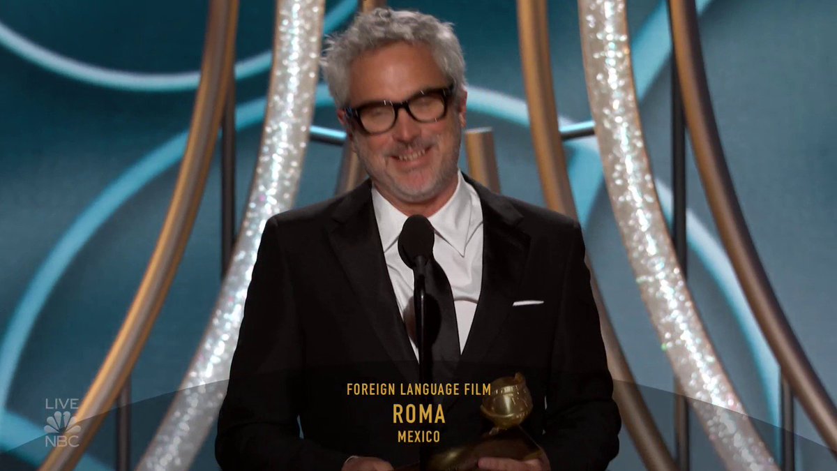 NBCNews's tweet photo. Alfonso Cuarón: "Cinema at its best tears down walls and builds bridges to another culture ... These new shapes and these new faces, we begin to realize that while they may be strange, they are not unfamiliar. We begin to understand exactly how much we have in common." https://t.co/aYV6eImAxB
