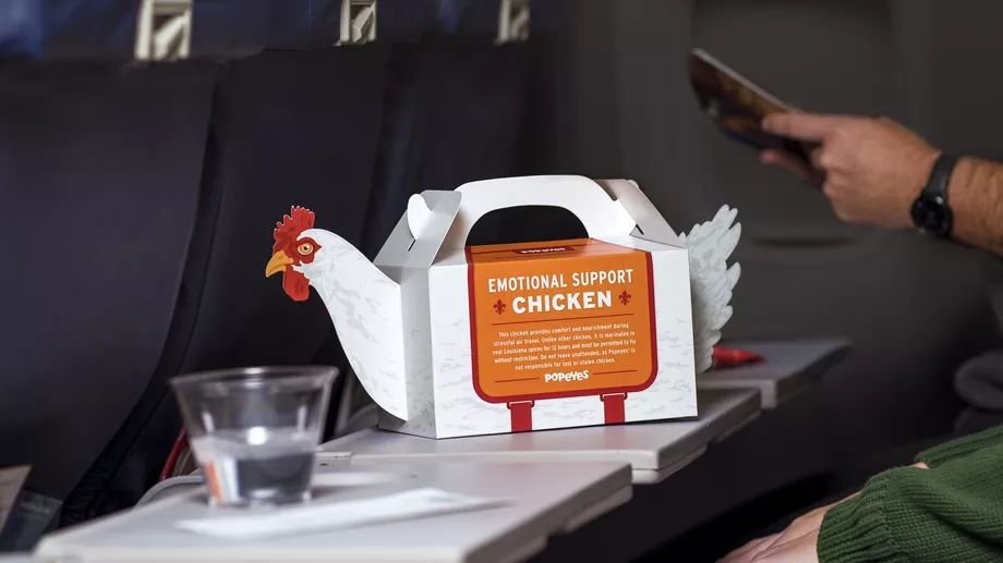 CanViewpoint's tweet image. Popeyes Wings It With New Emotional Support Chicken. So maybe your support ostrich won't be allowed on the plan but this support chicken definitely will! #Packaging #PackageTest #ConsumerLove  buff.ly/2Qm0uyR