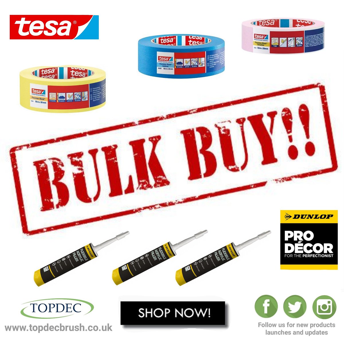 topdecbrush's tweet photo. 🔥BULK BUY AND SAVE🔥

2 essential products for your day to day both top brands at top prices! 

@tesaUK_tape BULK deals on all tapes and sizes!
https://t.co/ppeQJmzNCl

@DunlopProDecor box of 12 deal
 https://t.co/jkKZjW6f2C

#bulkbuy #save #tesa #dunlop #deals #paint #roller https://t.co/gFDWbkFKLk