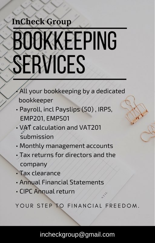 Ujean_B's tweet photo. Most companies’ financial year end is in February. Please do not wait for the last minute to contact us for submissions.
We are open for business, don’t hesitate to contact us!!!
#InCheckGroup
#Bookkeeping
#Accounting
#TaxConsultant
#Payroll
#BusinessDevelopment https://t.co/vHdQsqB95H