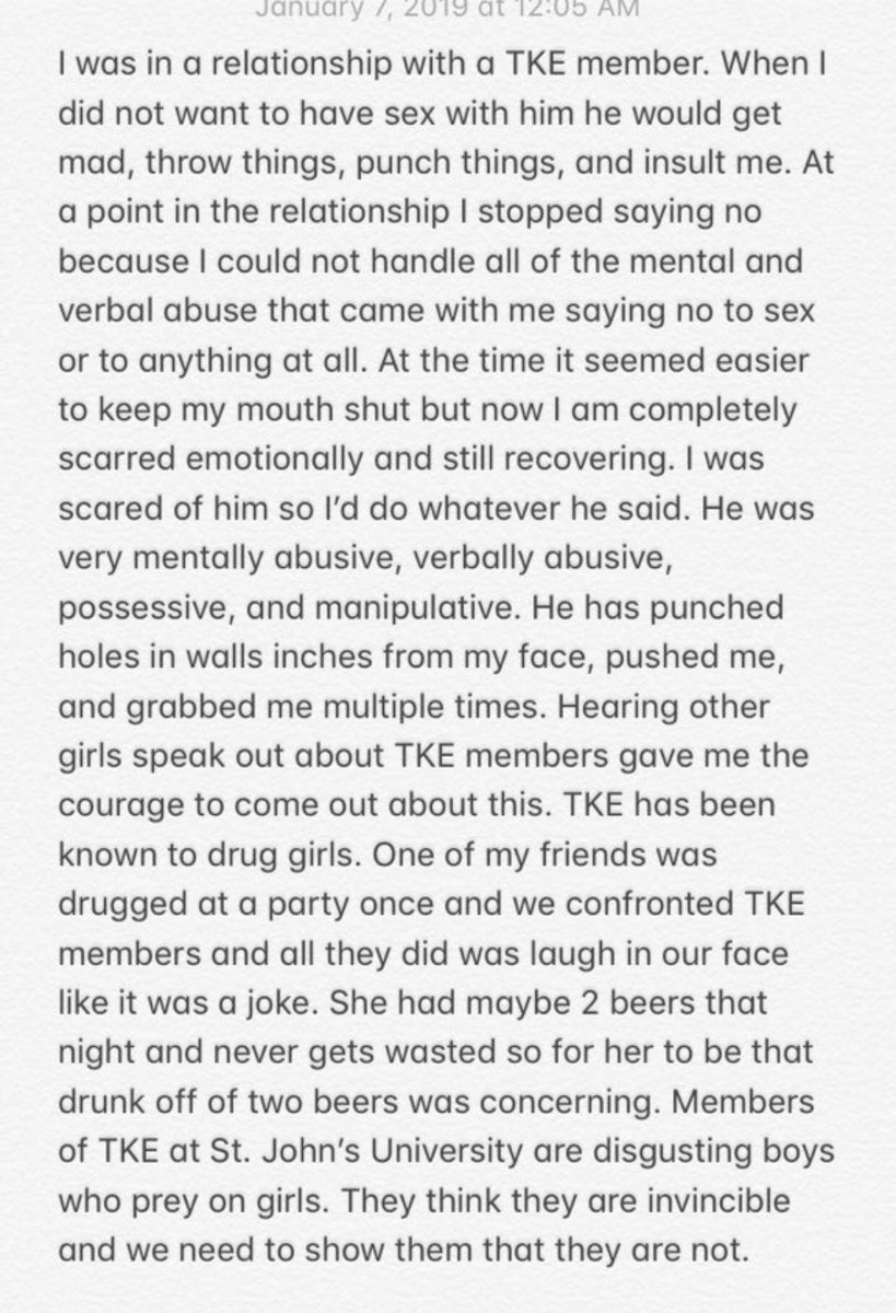 vincentianteens's tweet photo. ⚠️CW: Rape, Abuse, Violence ⚠️
The stories coming out of TKE are some of the most disturbing and heart wrenching. TKE MUST have their accreditation removed until these serious cases are investigated and I’m urging other student organizations to help push for this. #SurvivingSJU https://t.co/XXPNqElwuU