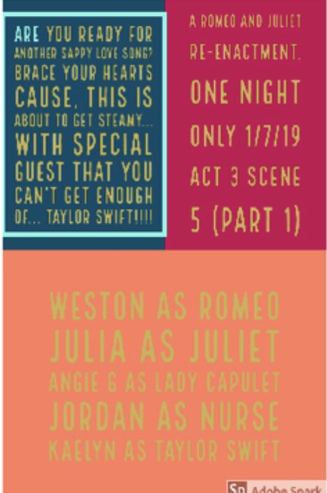 durstopia's tweet photo. More reasons to be in class tomorrow! #romeoandjuliet #dramaticreenactment #tlap @AdobeSpark #2ndaryela #engchat https://t.co/kfv9ELalpq