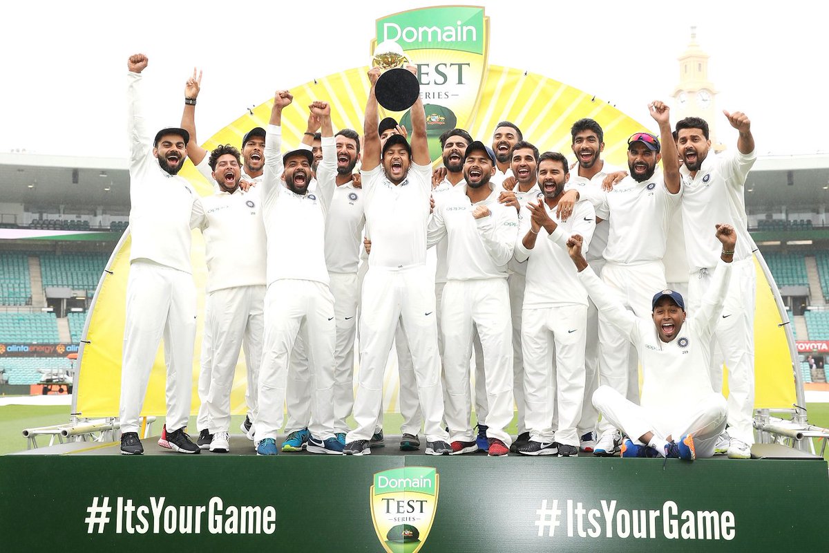 TeamParthiv72's tweet photo. What a historical series win guys. Congratulations everyone for making the history  🇮🇳🤗 #AUSvIND @parthiv9 @TeamParthiv72 https://t.co/EBGVYDRzT7