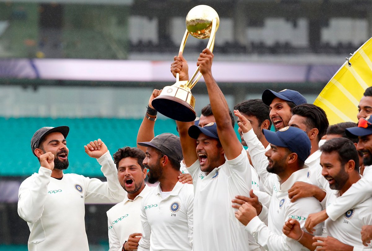 TeamParthiv72's tweet photo. What a historical series win guys. Congratulations everyone for making the history  🇮🇳🤗 #AUSvIND @parthiv9 @TeamParthiv72 https://t.co/EBGVYDRzT7