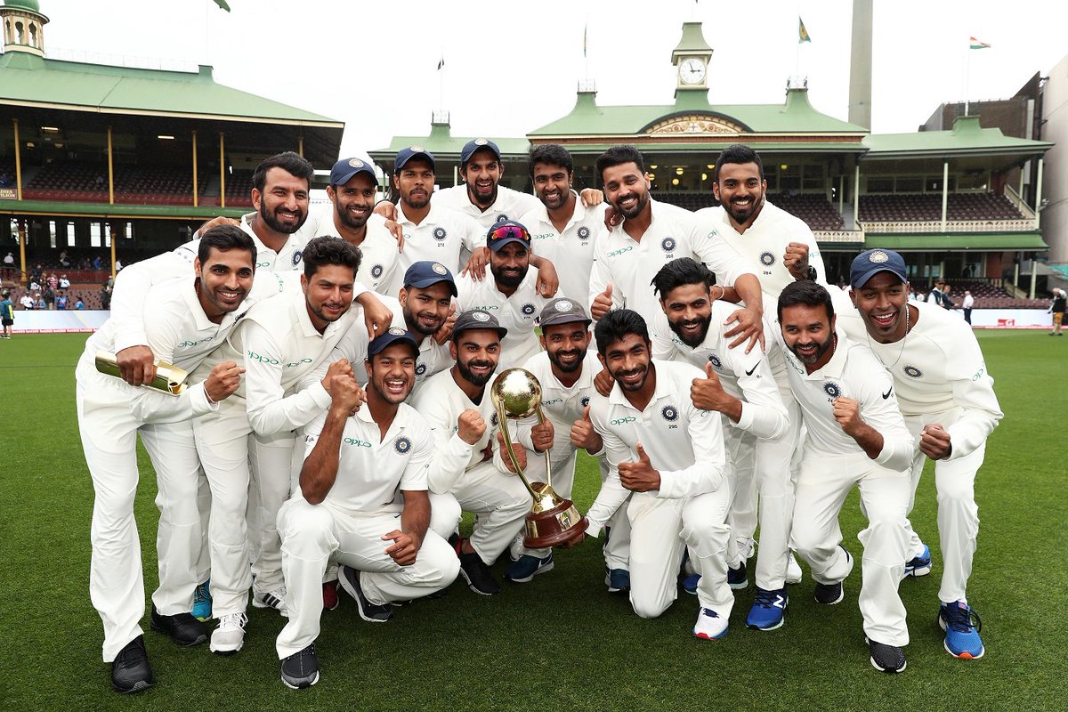 TeamParthiv72's tweet photo. What a historical series win guys. Congratulations everyone for making the history  🇮🇳🤗 #AUSvIND @parthiv9 @TeamParthiv72 https://t.co/EBGVYDRzT7