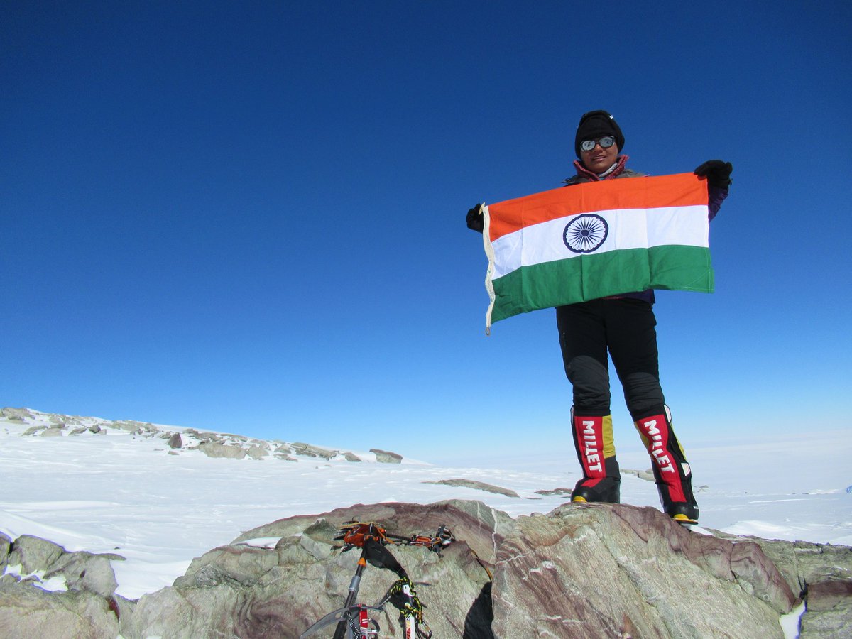 I want to share this precious moment with The Tricolor on the top of Mt. Vinson Antarctica. Jai Hind. @PMOIndia @narendramodi @rashtrapatibhvn