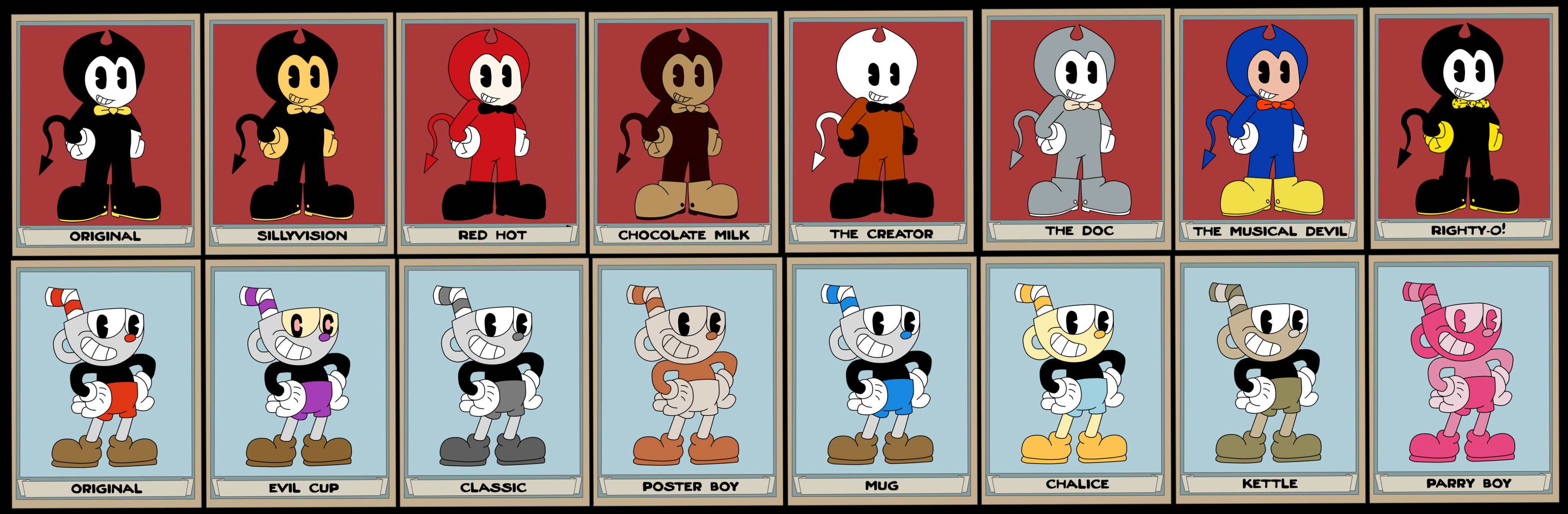 BeepBoy Advance on X: Color variants for several Bendy/Cuphead
