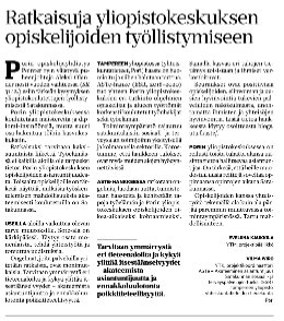 "Opiskelijoiden kanssa yhteistyötä tekemällä ala kuin ala pärjää paremmin muuttuvassa toimintaympäristössä."

Mielipidekirjoituksemme 5.1.2019 <a href="/SatakunnanKansa/">Satakunnan Kansa</a> -lehdessä, aiheena #Satakunta #UCPori #opiskelija #asiantuntijuus