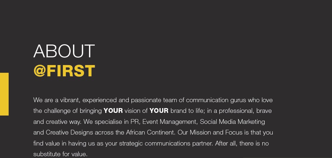 AtFirstLtd's tweet image. We are here for all your Marketing, Public Relations, Event Management, Social Media Marketing and Creative communication needs.

For enquiries, kindly contact us via email; value@atfirst.co.ke or, by calling us on +254728297055 #IkoKaziKE #Marketing #PublicRelations