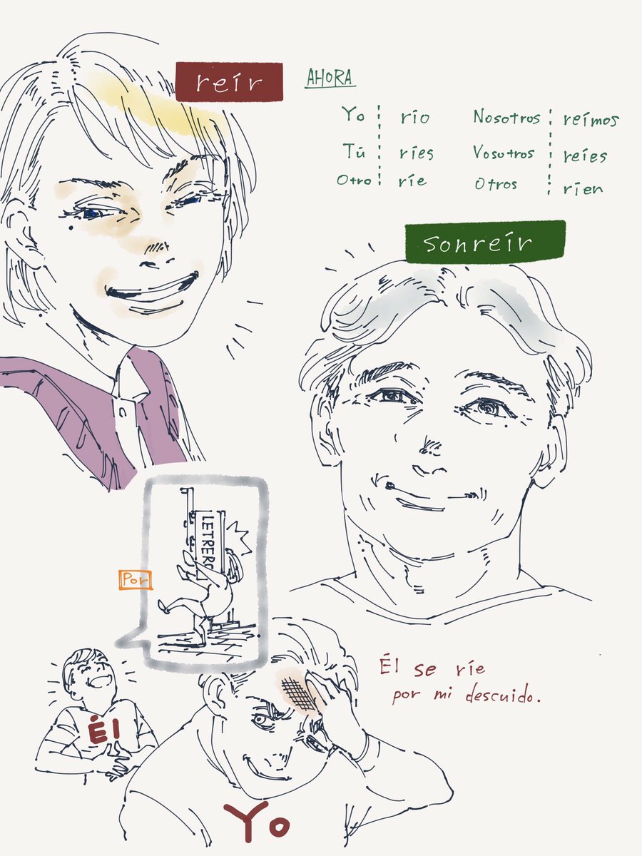 Spanishlearner4's tweet image. 笑い方の違い
#動詞を覚える #スペイン語 #español #verbo