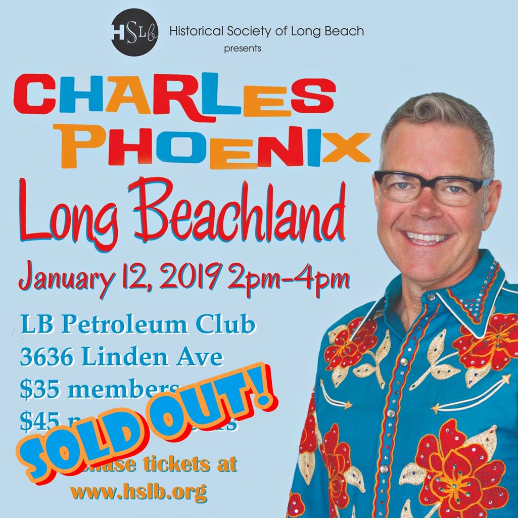 historylbc's tweet photo. Long Beachland with #CharlesPhoenix is SOLD OUT! Thanks to our ticket purchasers. We'll see you for all the fun at the Petroleum Club on January 12th! I knooooowww!
#LongBeach #HSLB #HistoryLBC #LongBeachLife #LongBeachCA #History #HistoryBuff #HistoryMuseum #Americana https://t.co/A0w0GJN9u8