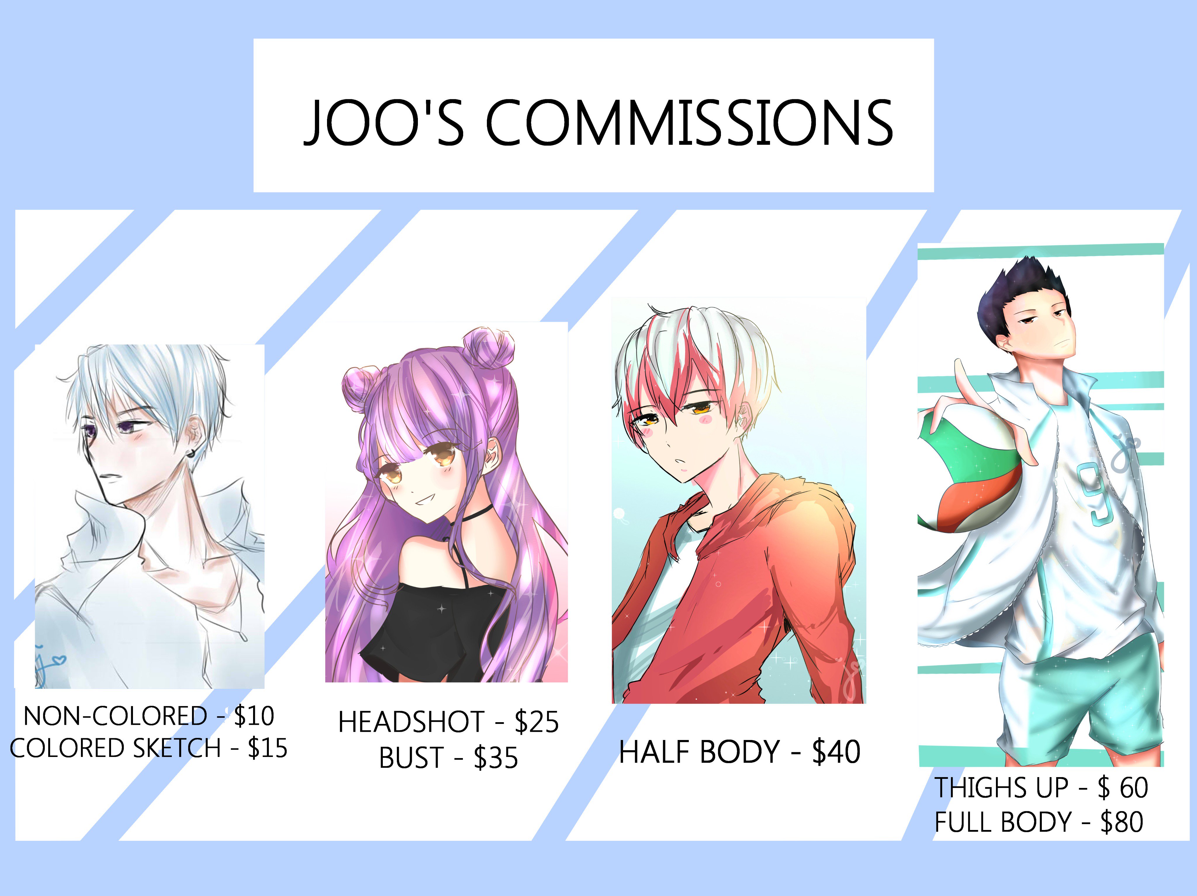 joo ⸝⸝🌸💌 じゅう on X: ✧COMMISSIONS INFO!~ [RT's appreciated! <3] ✧I've been  meaning to update my commissions info! ✧Payment through Paypal~ ✧Dm if  you're interested:)  / X