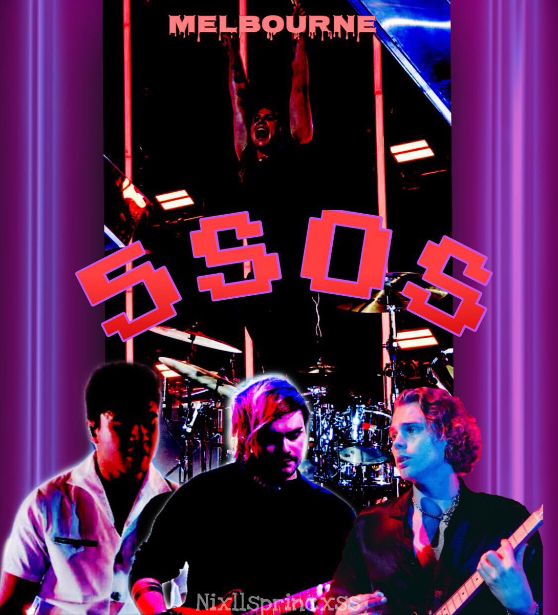 blurrynixll's tweet photo. Here’s my version for Melbourne. Idk but it took me forever to edit all the photos and cut them out and shit been working on it for 2 hours and then I had to choose a font. Don’t get me started on the font @Michael5SOS @Luke5SOS @Calum5SOS @Ashton5SOS #5SOSPOSTER https://t.co/n97TTsrqqp