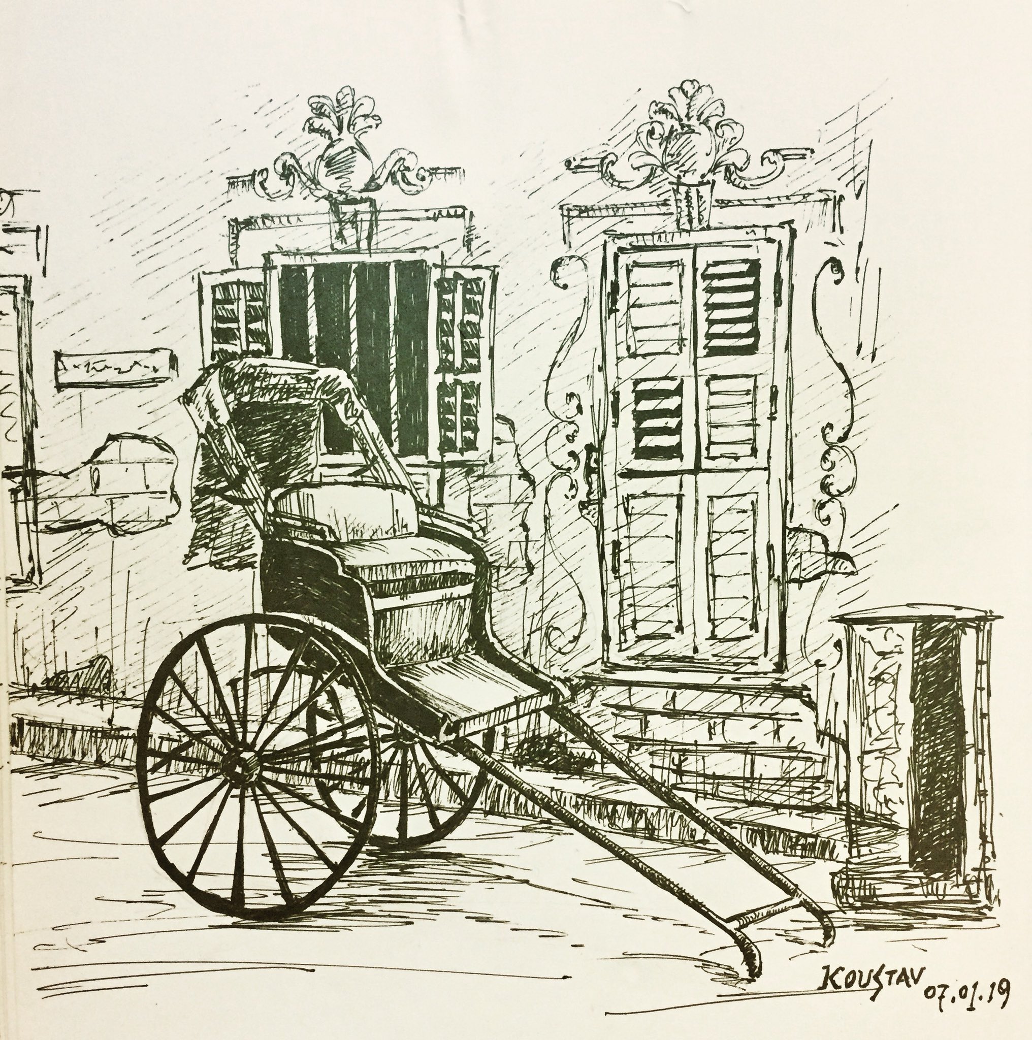 Drawing of the rickshaw at local market in India  Stock Illustration  67522930  PIXTA