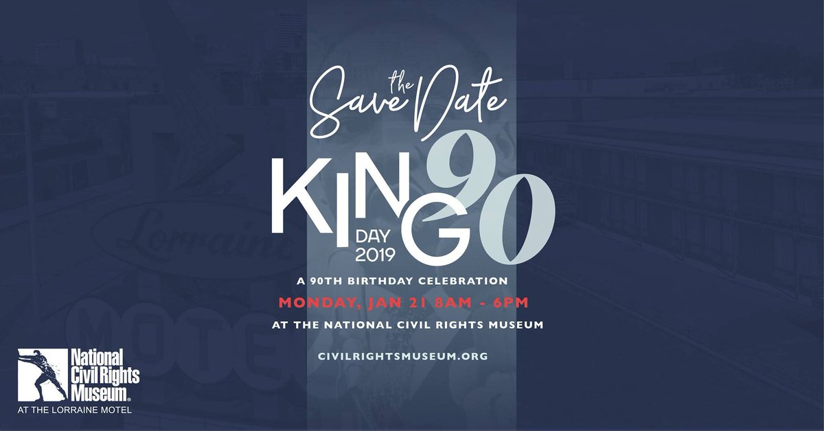 AptsMemphis's tweet photo. #MLKDay2018 90th Birthday Commemoration
Monday, January 21st from 8am-6pm at the National #CivilRightsMuseum located at 450 Mulberry St., Memphis, TN 38103

Museum Tours, a MidSouth Food Bank and Liftblood Drive and Live Performances!

#Memphis #Choose901 #ThingstodoinMemphis https://t.co/1OwRE4MkAI