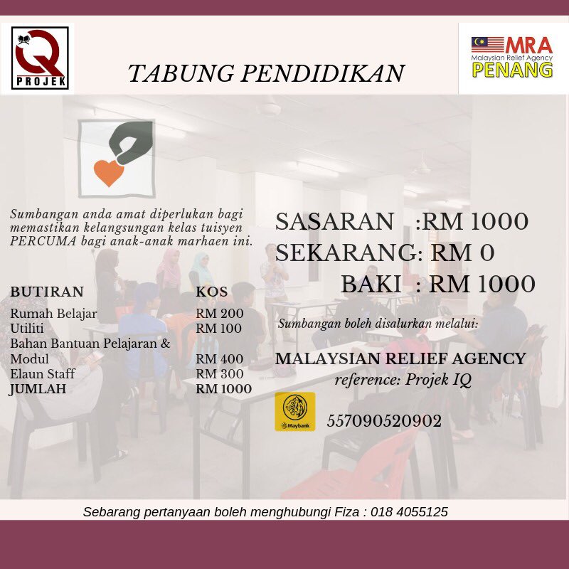 MRAPenang's tweet photo. #ProjekIQ melancarkan tabung pendidikan untuk membantu kelangsungan pendidikan percuma buat pelajar tercicir di Flat PPR Ampang Jajar #PulauPinang. 

#PermatangPauhdihatiku #TuntutIlmuTawanDunia 

Butiran seperti dibawah: ☺️ https://t.co/ZCiXGZ2na9
