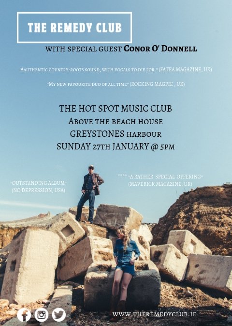 club_remedy's tweet image. *** FIRST GIG OF THE YEAR *** We're delighted to be hitting #TheHotSpot #Greystones for the first time with very special guest @MeConor Sunday 27th January at 5pm.  Pay what you can!! #livemusic #wicklow #irishgigs #duos #januarygigs #roots #folk #americana