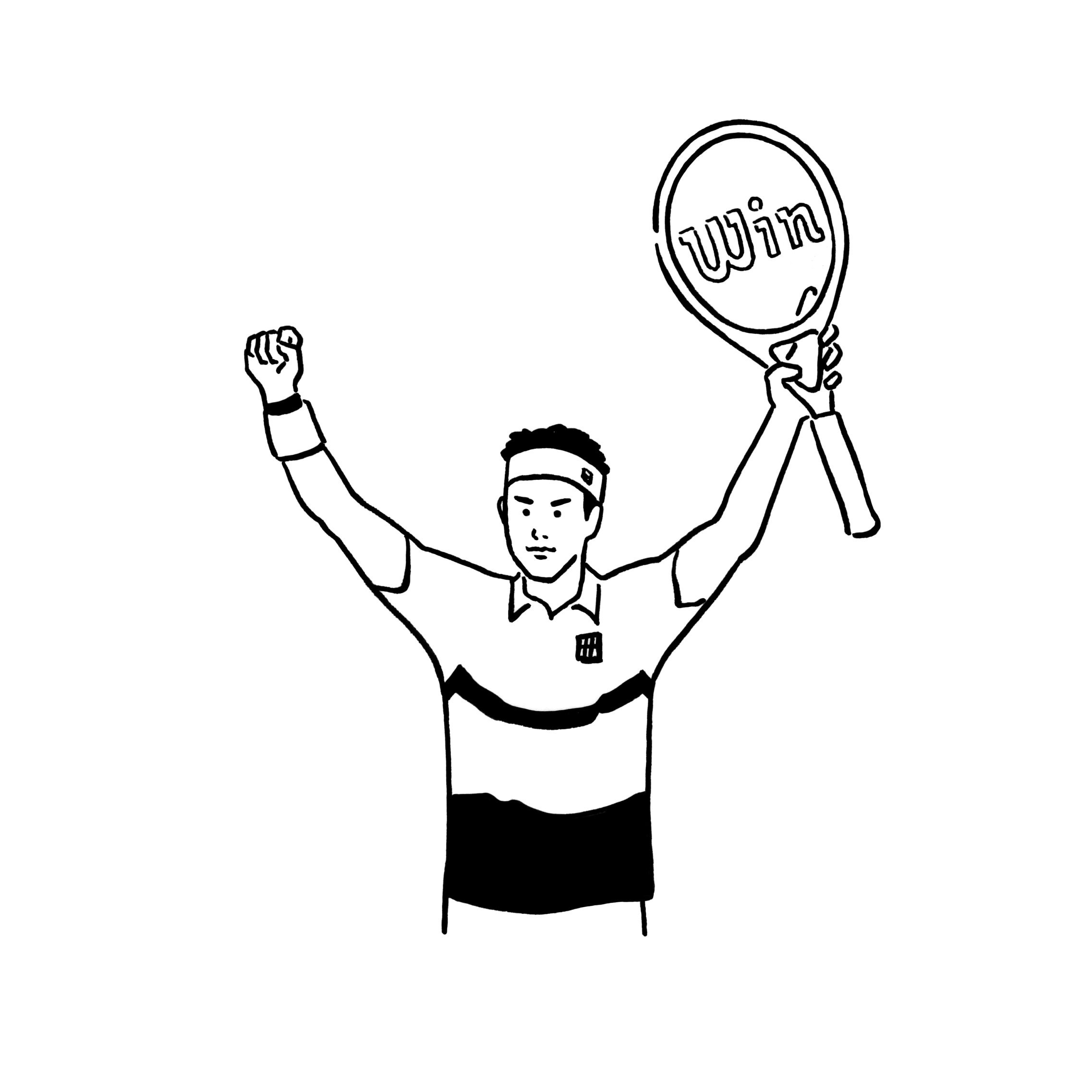 あべたみお 年始早々にタイトルとったどー 錦織圭 Keinishikori 錦織圭選手 テニス Tennis Illust Illustration Art Artwork Drawing Comic Cartoon Cartoons イラストレーション イラスト キャラクターデザイン Tamioabe あべたみお