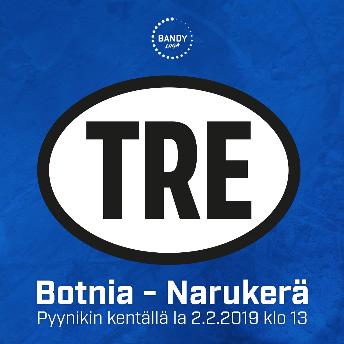 Bandyliigaottelu <a href="/BotniaOfficial/">Botnia Helsinki</a> - <a href="/Narukera/">Porin Narukerä</a> Pyynikin kentällä Tampereella la 2.2.2019 klo 13. #botniabandy #narukerä #bandyliiga
