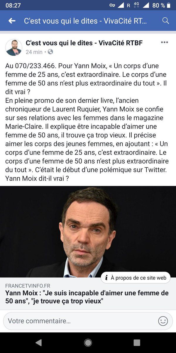De bon matin, la <a href="/RTBF/">RTBF</a> <a href="/vivacite/">VivaCité 📻</a> se demande si Yann Moix a raison de trouver qu’à 50 ans on est périmées ! Ca va Reyers ? Y a un pilote dans l’avion ?