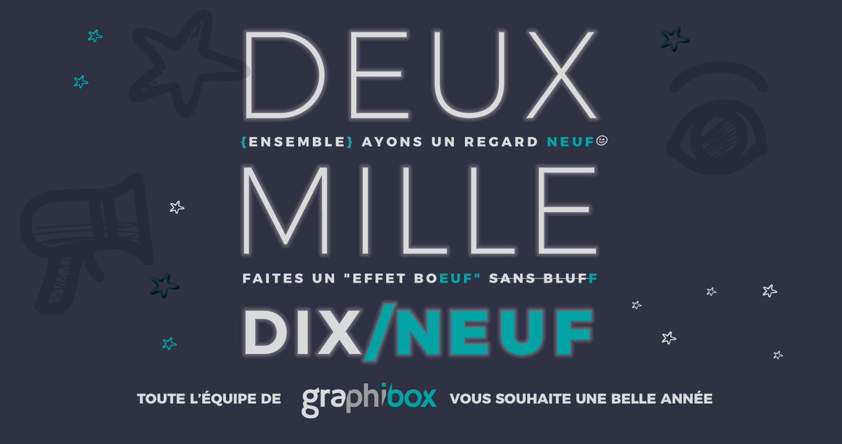 GraphiboxMedias's tweet photo. Toute l'équipe @graphiboxmedias vous souhaite une excellente année 2019 🎉 https://t.co/UwQqySPuCA