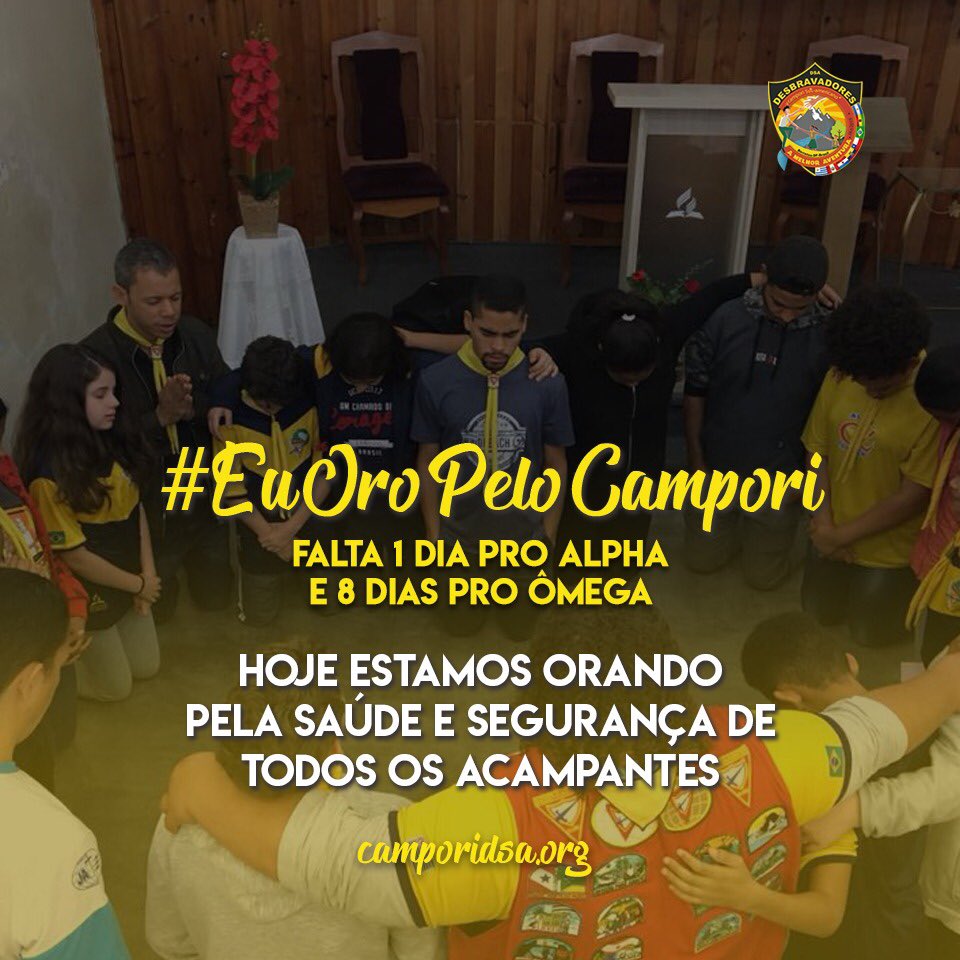 A maior estrutura de Hospital e Postos de Saúde foi montada, o maior sistema de Segurança já está atuando c/ 3 Equipes diferentes de Seguranças no Campori. Mas ainda assim vamos orar hoje pela saúde de cada Desbravador e a segurança de todos na #AMelhorAventura
#EuOroPeloCampori