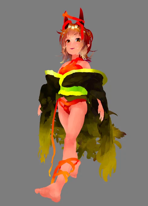 Quillで鬼娘アニメモーション作り始めた。バージョンが上がったので久々にQuillでどこまで出来るのか試してみる。 #quill  #vrpainting 