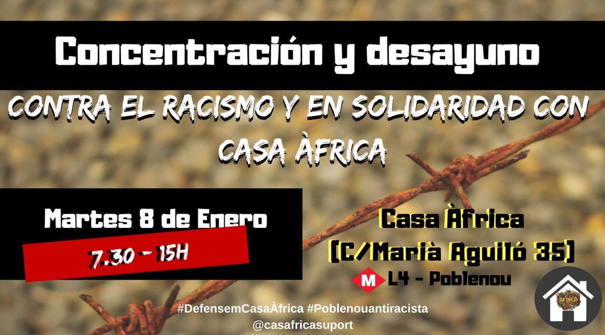 Atenció al canvi d'horari! Demà totes #DefensemCasaAfrica !!