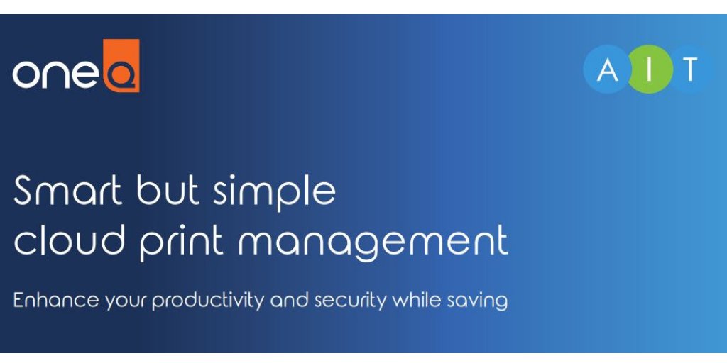 AIT_Ltd's tweet image. Would you like to find out more about the smart, secure, simple yet innovative print management solution that is One Q?  If so then download our free new brochure here. bit.ly/2R6y9BI #Cloud #CloudPrintManagement #PrintManagement #AIT #HereToHelp