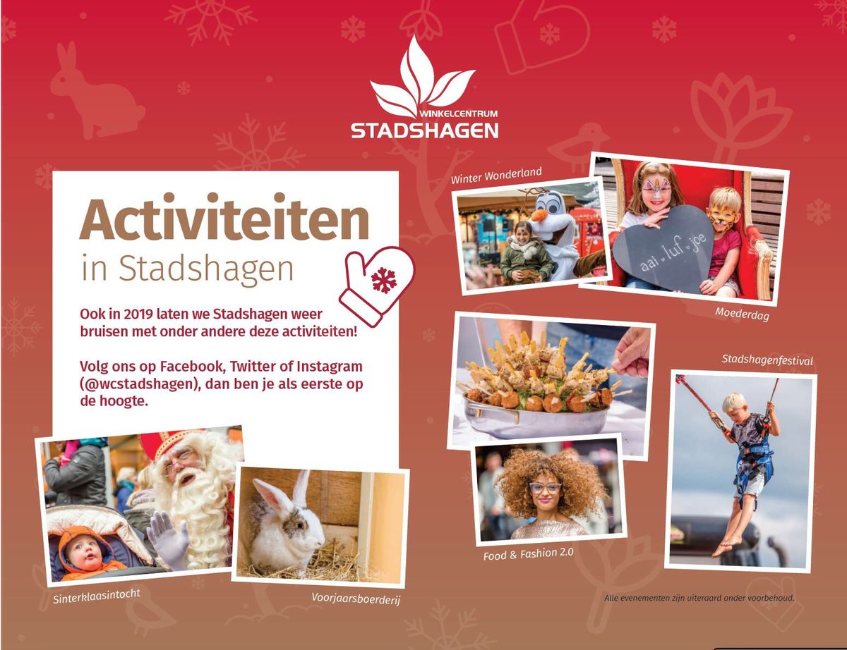 Nieuwjaar! Gelukkig!
Zo, de feestdagen zijn weer voorbij, de kerstboom is al of kan weer worden opgeruimd. Ook dit jaar laten we het winkelcentrum van Stadshagen weer bruisen met gezellige activiteiten. <a href="/WcStadshagen/">Wkc Stadshagen</a>