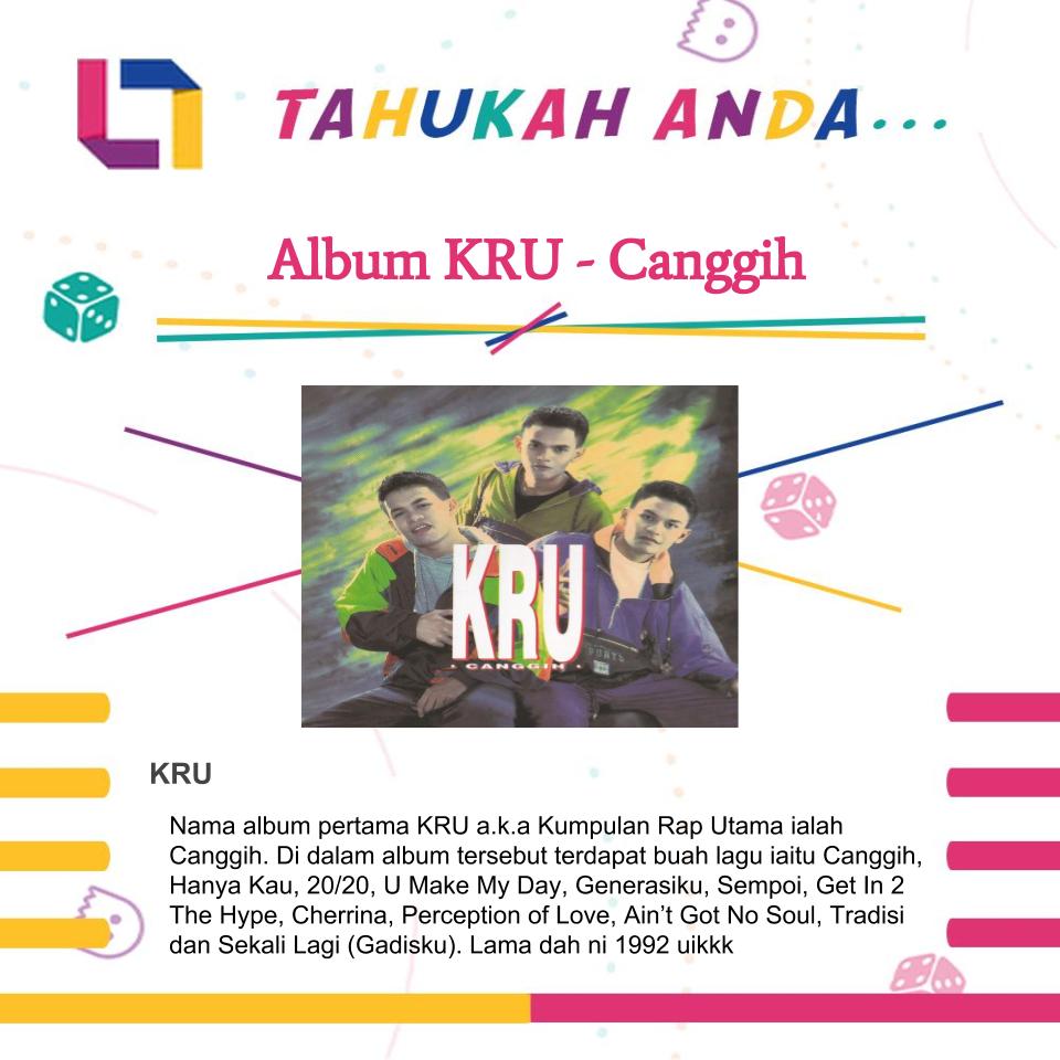 litlivenow's tweet photo. Haa ini dia Album sulung KRU ! Siapa tahu siapa tak tahu ?
#Litknowledge #TahukahAnda

Taniah Crack Da Code sudah berjaya di rungkaikan ! Bersedia untuk esok kita main satu game dimana hanya 1 player yang laju sahaja dapat free XL tu 😈#TiadaGoyangKaki #HungerGames https://t.co/PxXvThLQ8P