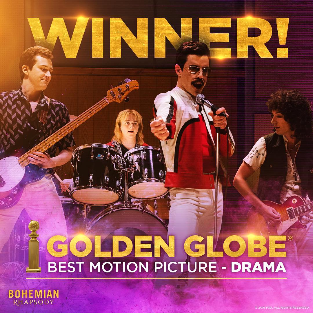 Fortune favours the bold 👑 #BohemianRhapsody won the <a href="/goldenglobes/">Golden Globes</a> for Best Motion Picture – Drama and <a href="/ItsRamiMalek/">alena</a> has won Best Actor – Motion Picture – Drama! Congratulations to everyone involved!

<a href="/BoRhapMovie/">Bohemian Rhapsody</a> #GoldenGlobes #GoldenGlobes2019 #RamiMalek #Queen