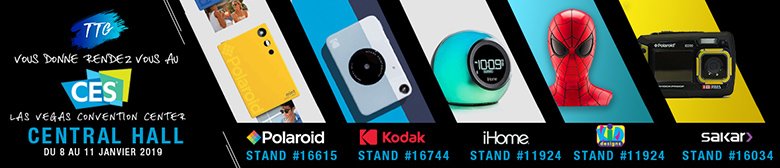 techtraining_'s tweet image. Dès demain, retrouvez #TTG au CES 2019 ! 
Découvrez nos fabuleuses lignes produits de cette année en nous retrouvant sur les stands : 
#Polaroid: Stand 16615
#Kodak :  Stand 16744
SDI /#iHome / #KidDesigns : Stand 11924
#Sakar / #Vivitar: Stand 16034 
#boostdistribution