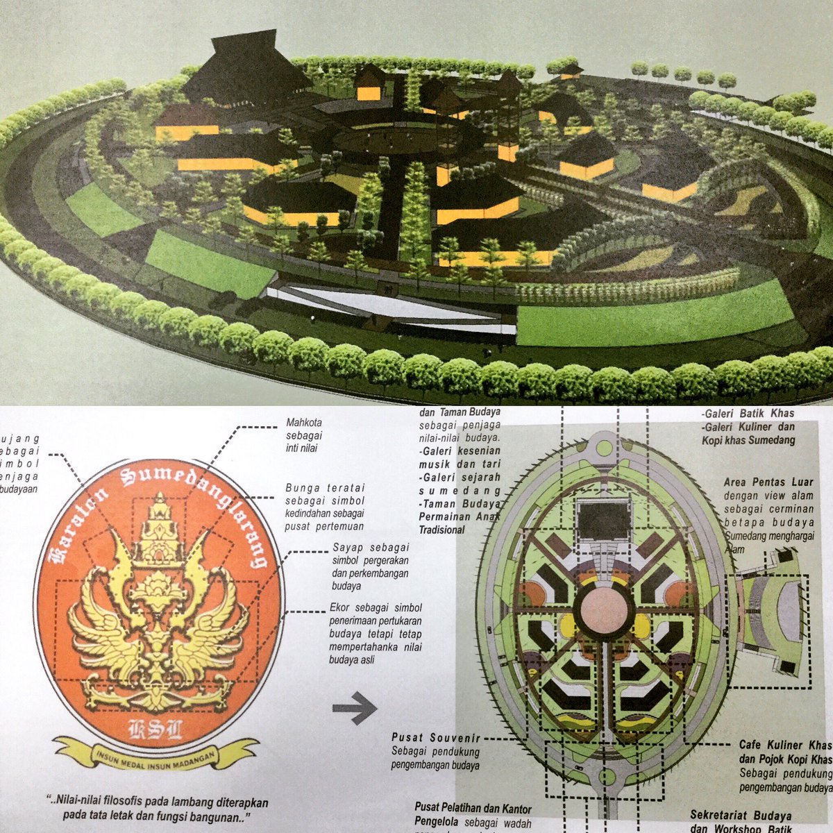 PUSAT BUDAYA SUMEDANG LARANG, akan dibangun di tahun 2019 ini di Bukit Ranca Kalong. Lokasinya sangat luar biasa, bisa dengan jelas ke arah Gunung Ceremai, Gunung Tampomas dan Manglayang. Semoga dengan ini, budaya Sunda selalu lestari dan tidak lekang oleh Zaman  #JabarJuara