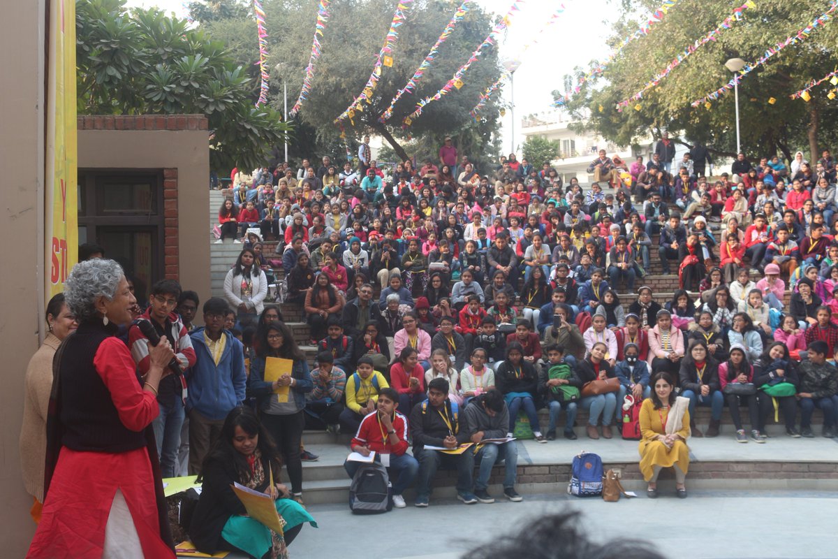 KathaIndia's tweet photo. A fun and interactive Haiku session with poet, editor, and our awesome mentor Kala Ramesh, followed by a joyous celebration of #30YearsOfKatha, made the last day of Katha Utsav 2018 a day to remember. #Throwback #KathaIndia #KathaUtsav #Haiku #Poet #Editor #KathaUtsav2018 https://t.co/aA2xVl5XUJ