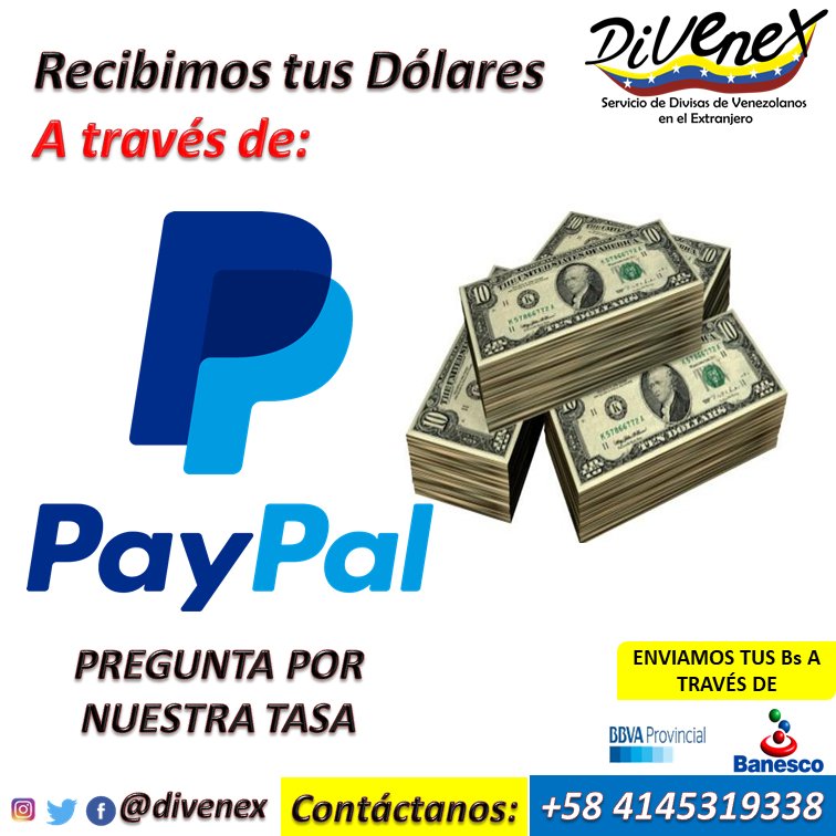 divenex's tweet photo. Cambiamos tu #dolarpaypal a la mejor tasa del mercado.
.
Contactanos por nuestra únicas línea autorizada de atención al cliente:
.
+58 4145319338
.
Siguenos en instagram, facebook y twitter como @divenex
.
#divenex #cambiopaypal #cambiopesos #dolar #paypal #pesos #compropaypal https://t.co/YLh1mI7ELl