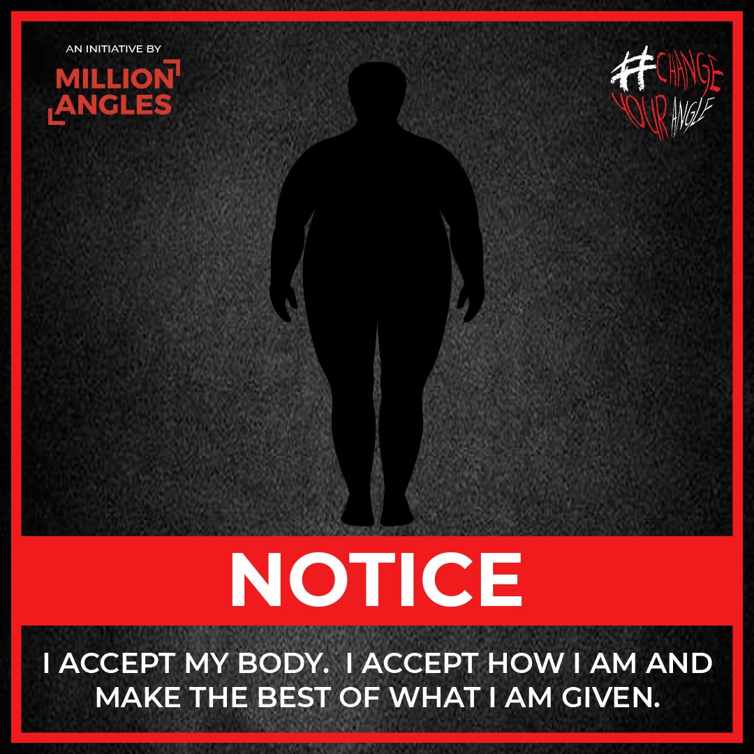 ChangeYourAngl1's tweet photo. Hating your #body is not okay. Men and women waking up hating themselves are not okay. People starving themselves because they don't feel pretty enough is not okay. #StopBodyShaming #Changeyourangle
Notice: Body Shamers will be prosecuted. 
#millionangles #bodyshaming https://t.co/bG49RPZQyH